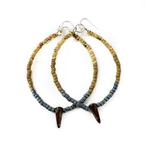 Artisan Earth Tone Beaded Ceramic Spike Earrings